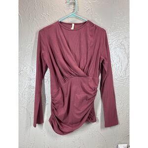 Lanston Women's Faux Wrap Draped Front‎ Top Shirt Pull Over Size Large